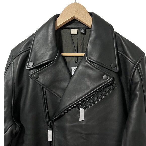 Ted Baker London Mens' Ovine Leather Biker Jacket Size L Black Biker Edgy NWT - Picture 4 of 16